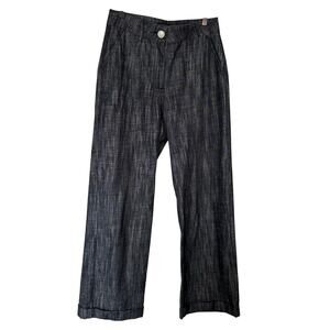 Xetra IT40/US4 Black Crosshatch Dark Chambray Wide Leg Trouser-Made in Italy